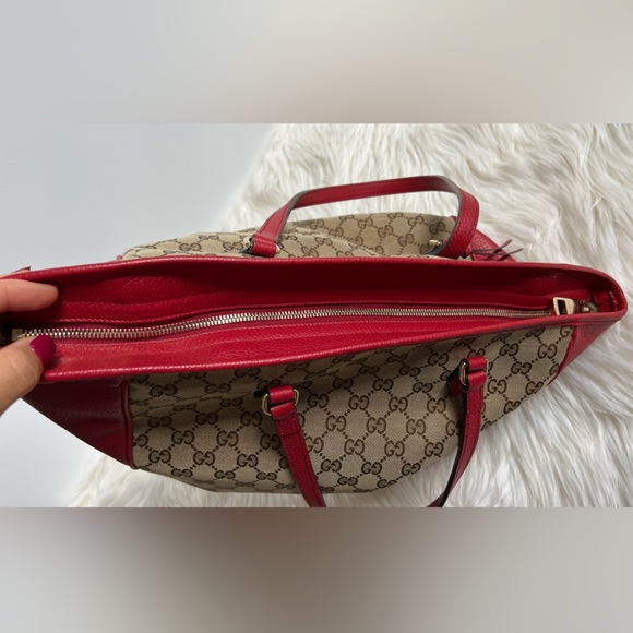 Gucci GG Canvas Red Medium Bree Tote - Picture 15 of 16